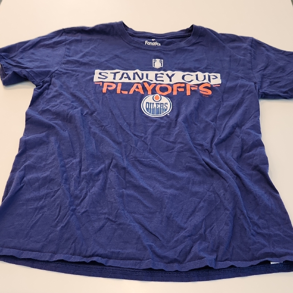 EDMONTON OILERS Fanatics Blue Stanley Cup Playoffs Tee SZ LARGE